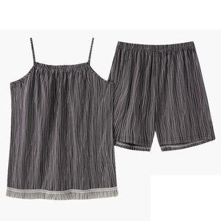 Loungewear Set : Pinstriped Suspender Top & Shorts