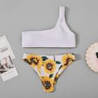 One Shoulder Floral Print Bikini