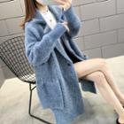 Notch Lapel Snap-button Knit Coat