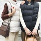 Mock Collar Buttoned Padded Vest
