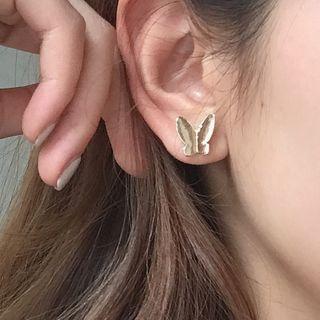 925 Sterling Silver Asymmetric Butterfly Stud Earring