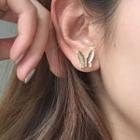 925 Sterling Silver Asymmetric Butterfly Stud Earring