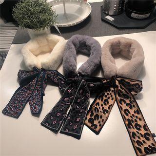 Faux-fur Leopard Printed Scarf