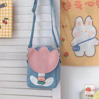 Flower Applique Canvas Crossbody Bag / Bag Charm / Set