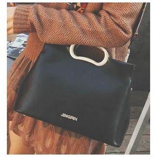 Patterned Strap Faux Leather Tote