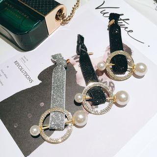 Glitter Faux-pearl Hair Tie