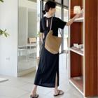 Keyhole Twist-back Maxi T-shirt Dress