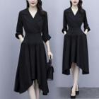 3/4 Sleeve Asymmetrical Dress