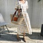 Plaid Cotton A-line Long Dress