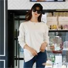 Slit-hem Plain T-shirt