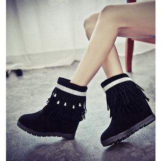 Fringed Hidden Wedge Boots