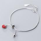 925 Sterling Silver Heart Bracelet Red & Silver - One Size