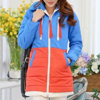 Color Block Hooded Padded Coat