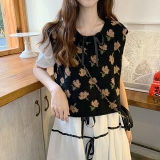Floral Tie Back Knit Vest