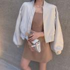Zip Cropped Jacket / Spaghetti Strap Mini A-line Dress