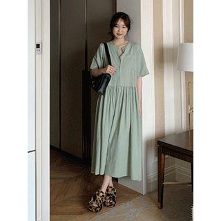 Pocket-detail Loose-fit Linen Blend Dress