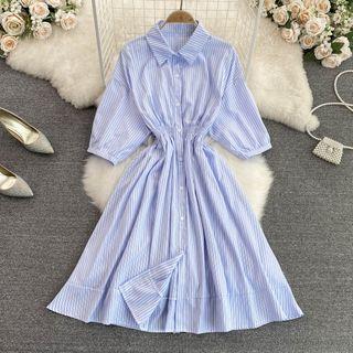 Pinstripe A-line Shirtdress