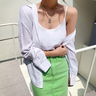 Set: Shirt + Lace-trim Camisole Top
