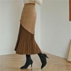 Accordion-pleated Color-block Maxi Skirt
