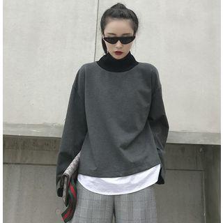 Patchwork High-neck Pullover