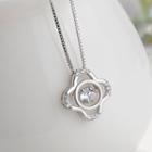 925 Sterling Silver Rhinestone Clover Pendant Necklace As Shown In Figure - One Size