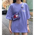 Set: Elbow-sleeve Print T-shirt + Waist Bag