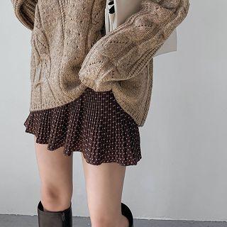 Dotted Crystal-pleat Miniskirt