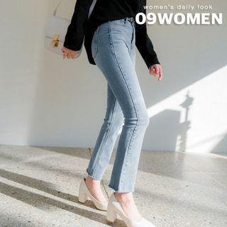 Plus Size Frayed Semi Boot-cut Jeans