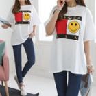 Smiley Graphic Print Boxy-fit T-shirt