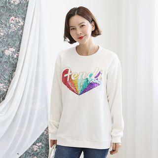 Sequined-trim Pullover Ivory - One Size