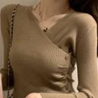 Buttoned Wrap Knit Top