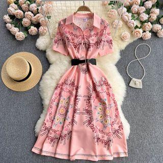 Shirt Collar Short-sleeve Print Dress