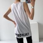 Letter Print Slit-hem Tank Top