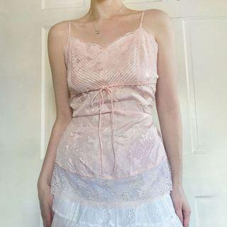 Lace-panel Tie-waist Camisole Top