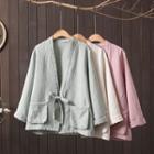 Crochet Trim Tie-front Light Jacket