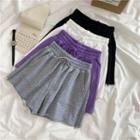 Plain Zip-side Wide-leg Sweatshorts