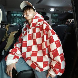 Loose-fit Check Hooded Pullover