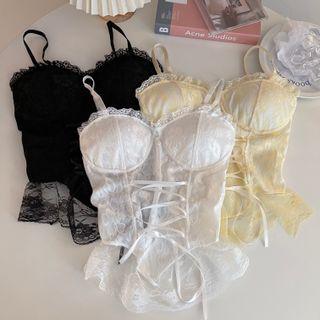 Lace Up Lace Camisole Top