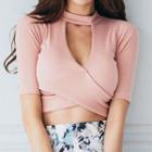 Cropped Cross-front Cutout Top