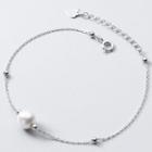 925 Sterling Silver Faux Pearl Bracelet S925 Silver - Silver - One Size