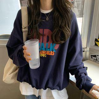 Long-sleeve Oversize Lettering Printed Sweatshirt