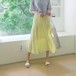 Pastel-color Long Tiered Skirt