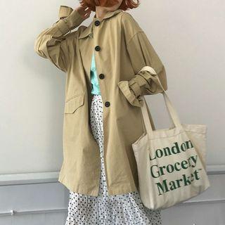 Epaulette-accent Long Jacket As Shown In Figure - One Size