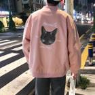 Cat Printed Bomber Jacket