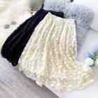 Lace Panel Mesh A-line Skirt