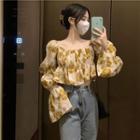 Floral Cropped Blouse Floral - Yellow - One Size