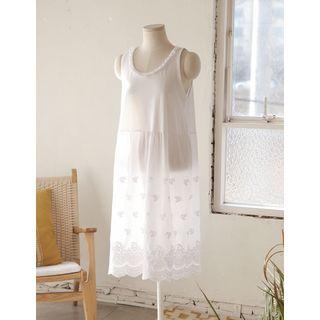 Sleeveless Crochet-trim Dress White - One Size