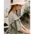 Scallop-edge Embroidered Dress Khaki - One Size