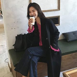Double-breasted Wool Blend Long Handmade Coat