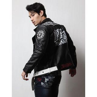 Belted Studded Zip-detail Rider Jacket